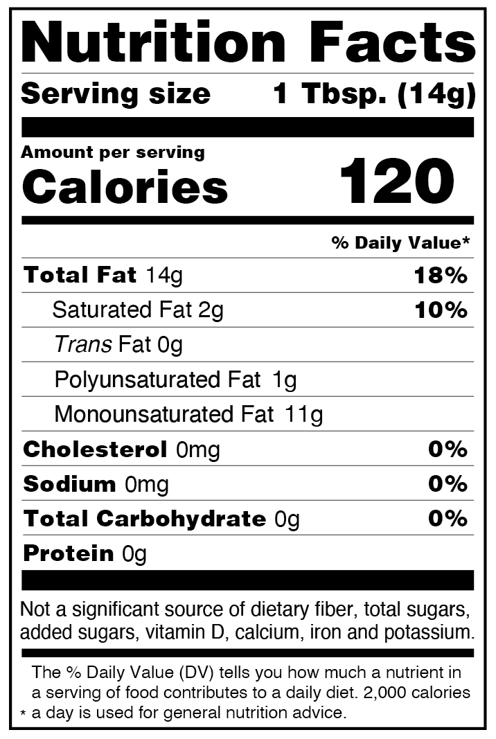 Extra Virgin Olive Oil Nutrition Facts